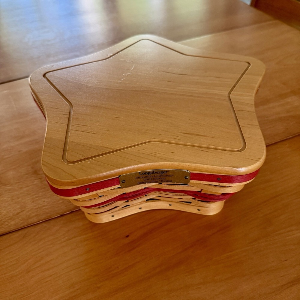 Vintage Longaberger Star Basket Christmas Shining Star Lid Liner 2001 FLAW READ